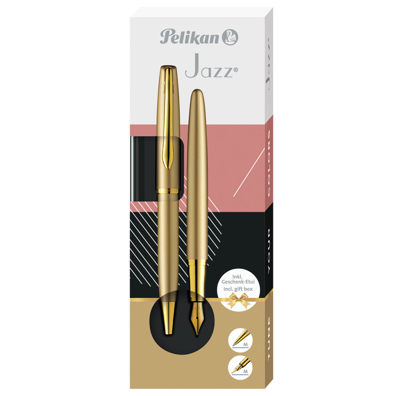 Pelikan-Jazz-Noble-Elegance-gold-gelb-Set-Fuellhalter-und-Kugelschreiber-im-Etui-ovp-online-kaufen-lafueliki