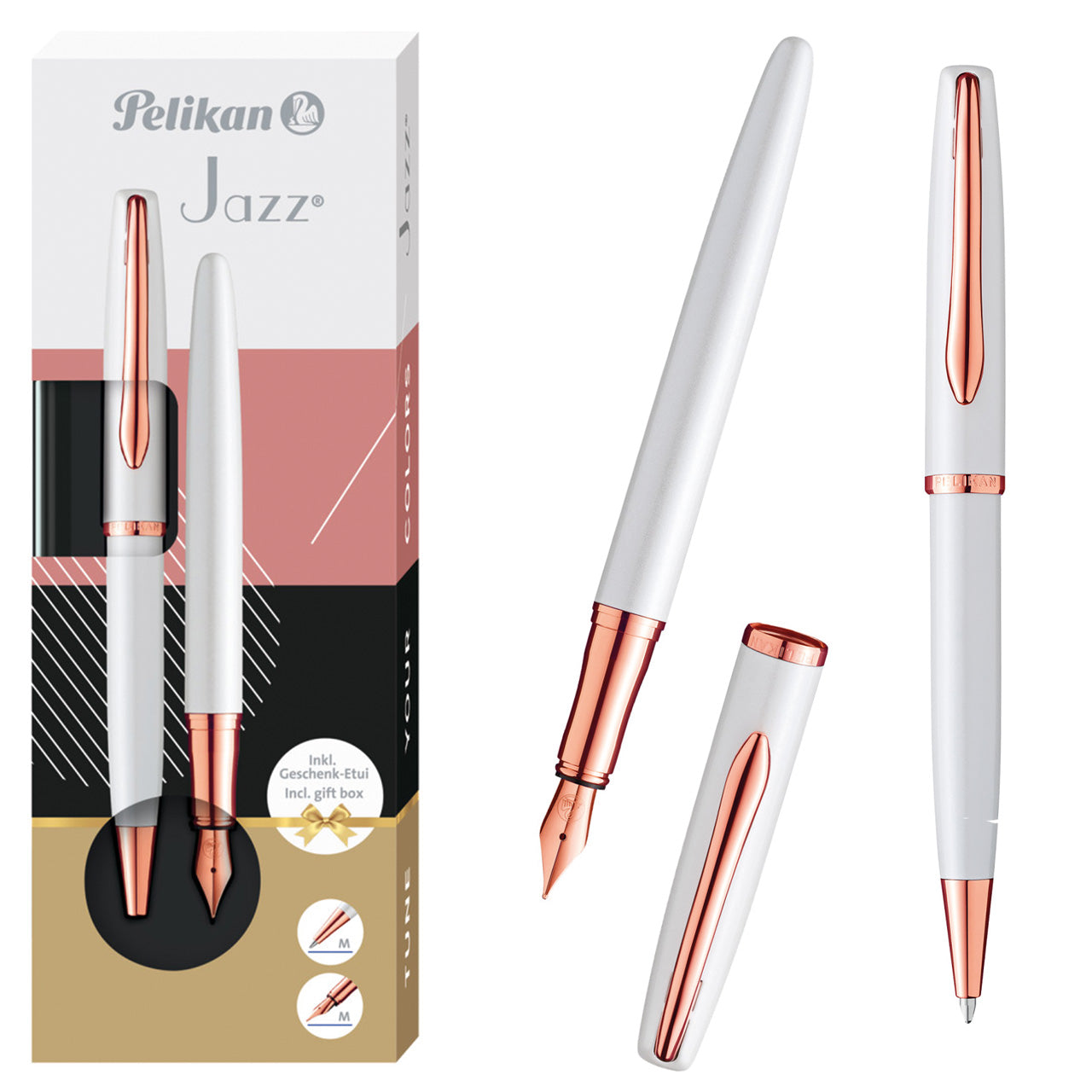 Pelikan-Jazz-Noble-Elegance-rose-pearl-weiss-Set-Fuellhalter-und-Kugelschreiber-im-Etui-online-kaufen-lafueliki