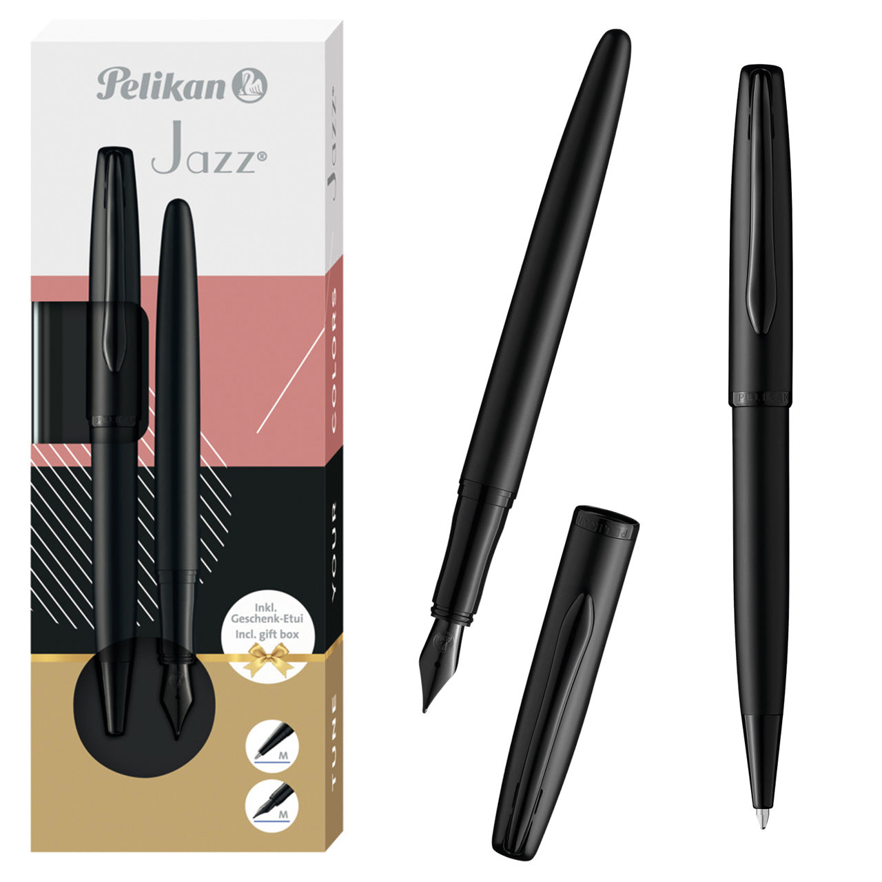 Pelikan-Jazz-Noble-Elegance-schwarz-carbon-Set-Fuellhalter-und-Kugelschreiber-im-Etui-online-kaufen-lafueliki