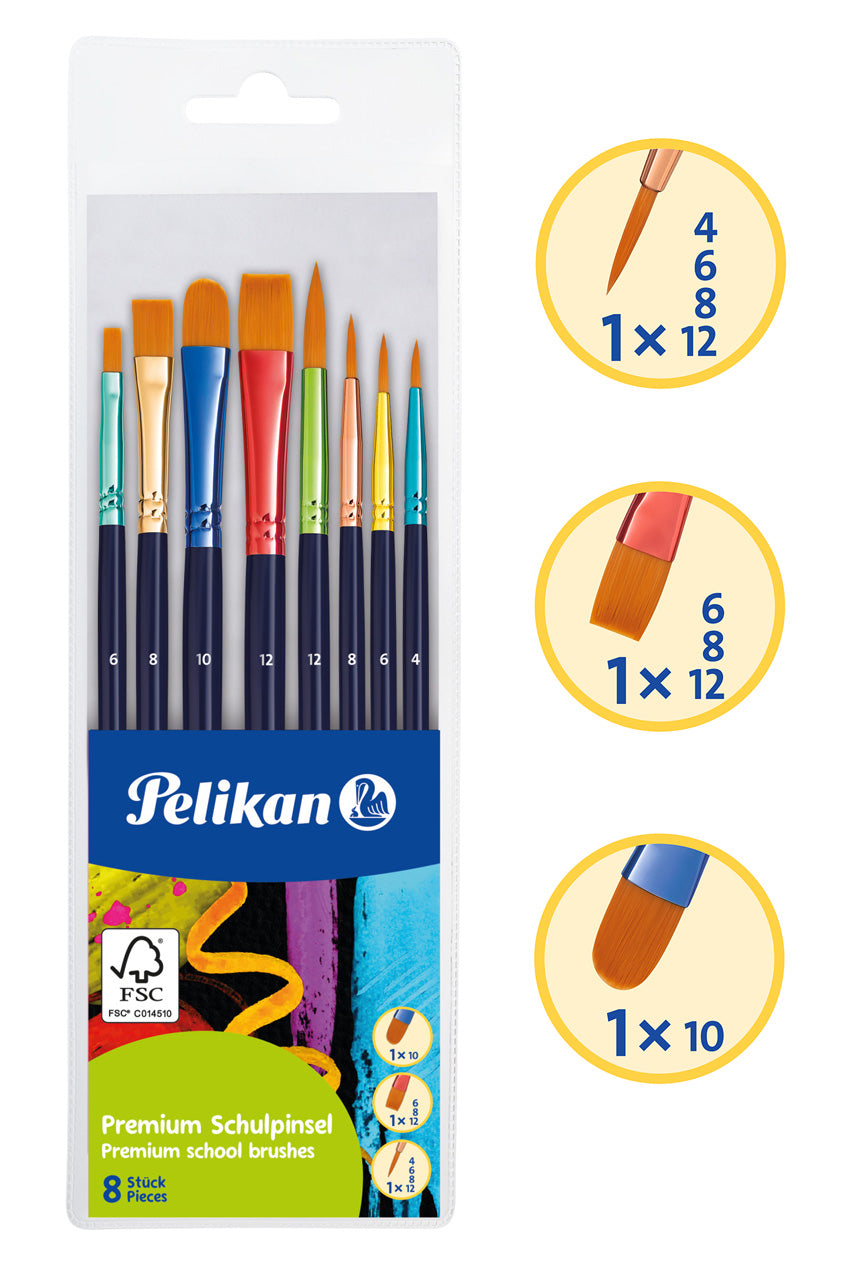 Pelikan-Premium-Schulpinsel-8-Set-701181-ovp-mit-icons-lafueliki