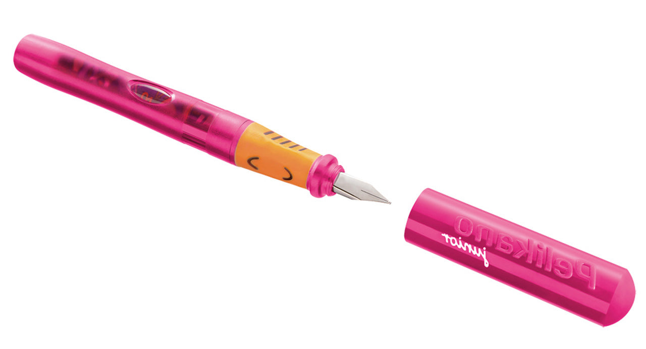 Pelikan-Schulfueller-Pelikano-Junior-fuer-Linkshaender-pink-offen
