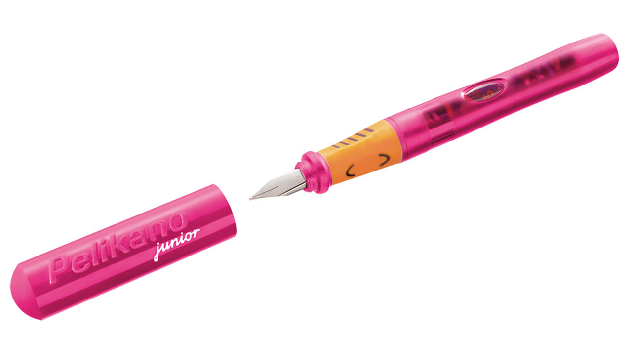 Pelikan-Schulfueller-Pelikano-Junior-fuer-Rechtshaender-pink-offen