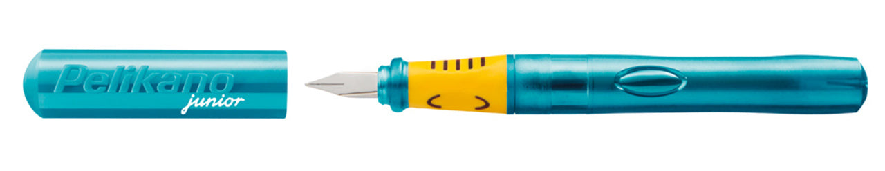 Pelikan-Schulfueller-Pelikano-Junior-fuer-Rechtshaender-tuerkis-kappe