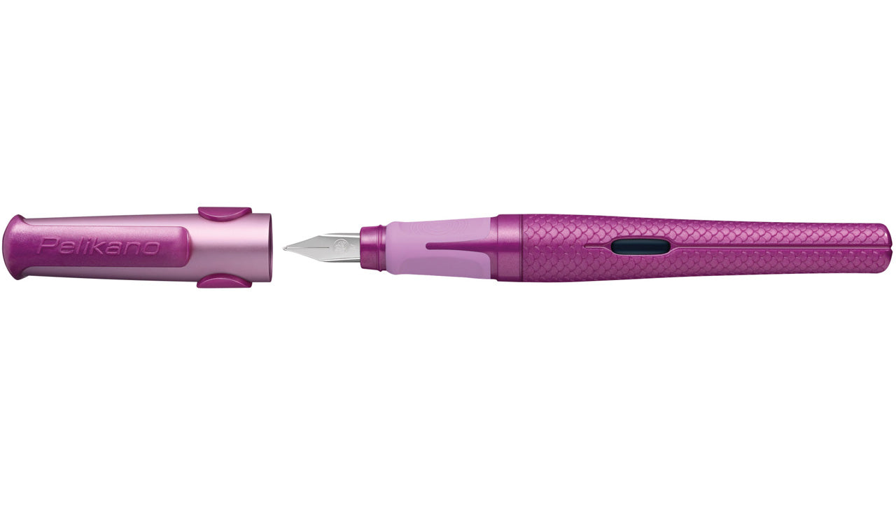 Pelikan-Schulfueller-Pelikano-M-Stardust-kappe-offeen-Rechtshaender-lafueliki