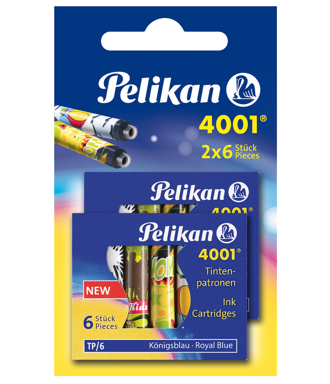 Pelikan-Standard-Patronen-bunt-bedruckt-6er-Doppelpack-Tintenpatronen-4001-lafueliki