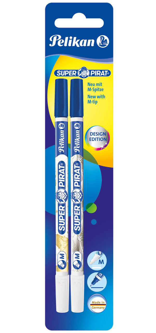 Pelikan-Tintenloschstifte-Super-Pirat-850M-gold-silber-2-Stuck-lafueliki