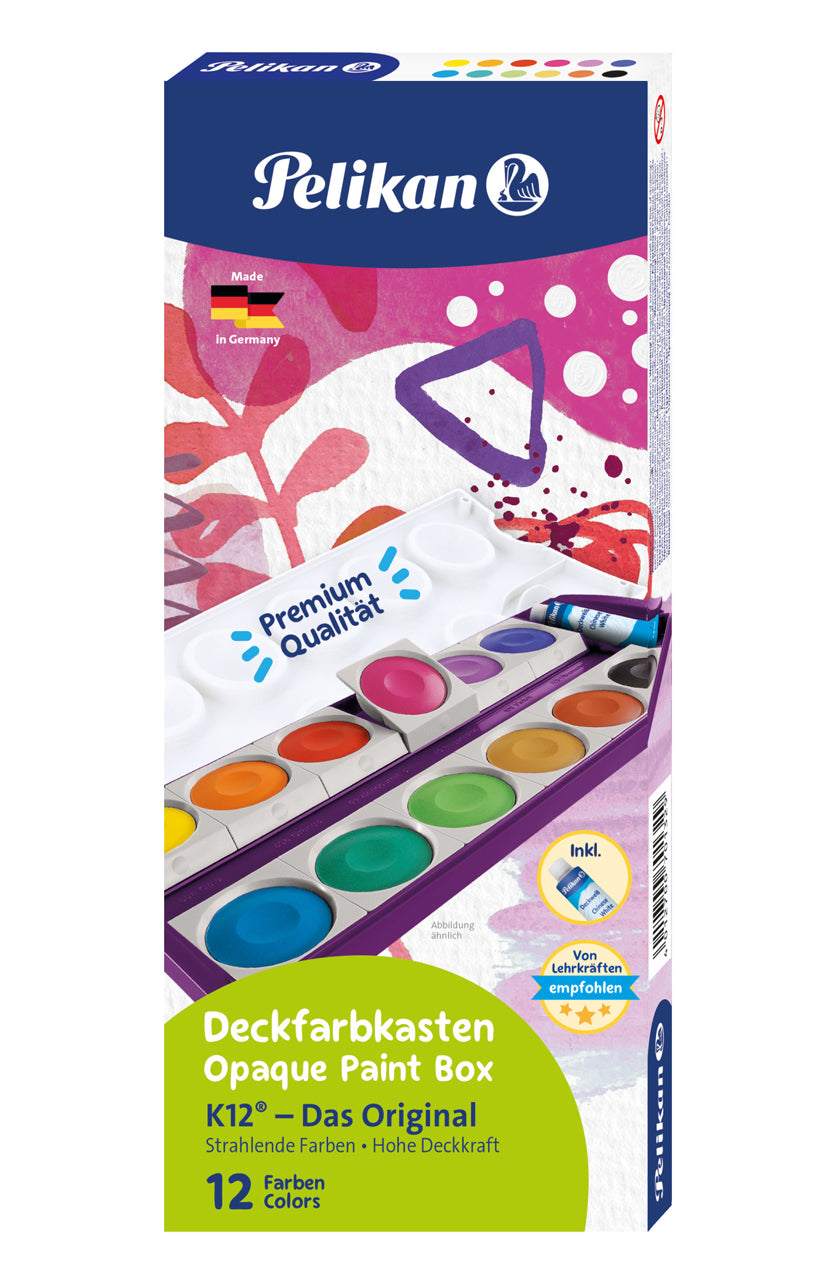 Pelikan-Tuschkasten-Deckfarbkasten-K12-12-Farben-violett-701327-ovp-lafueliki