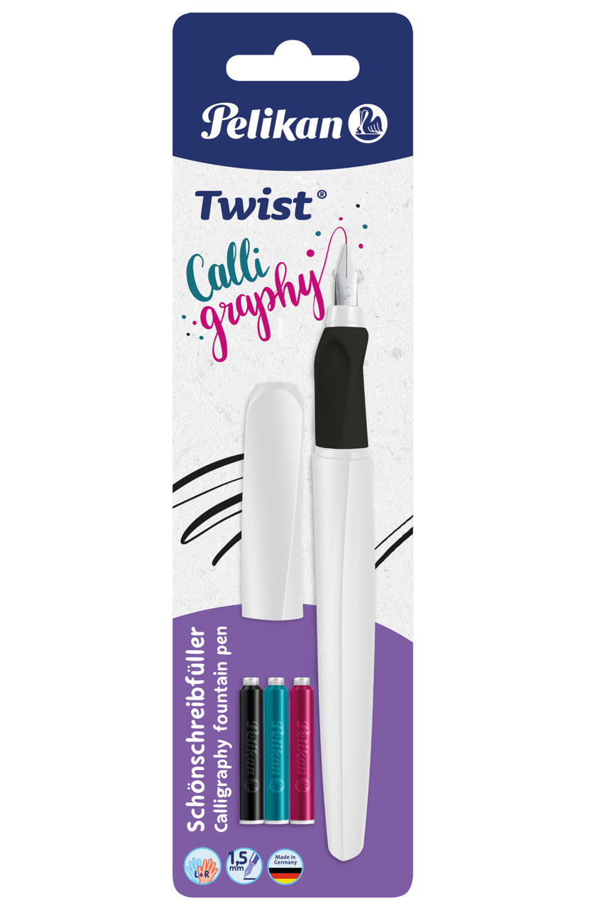 Pelikan-Twist-Calligraphy-Fueller-weiss-Schoenschreibfueller-Rechts-und-Linkshaender-825825-ovp-lafueliki