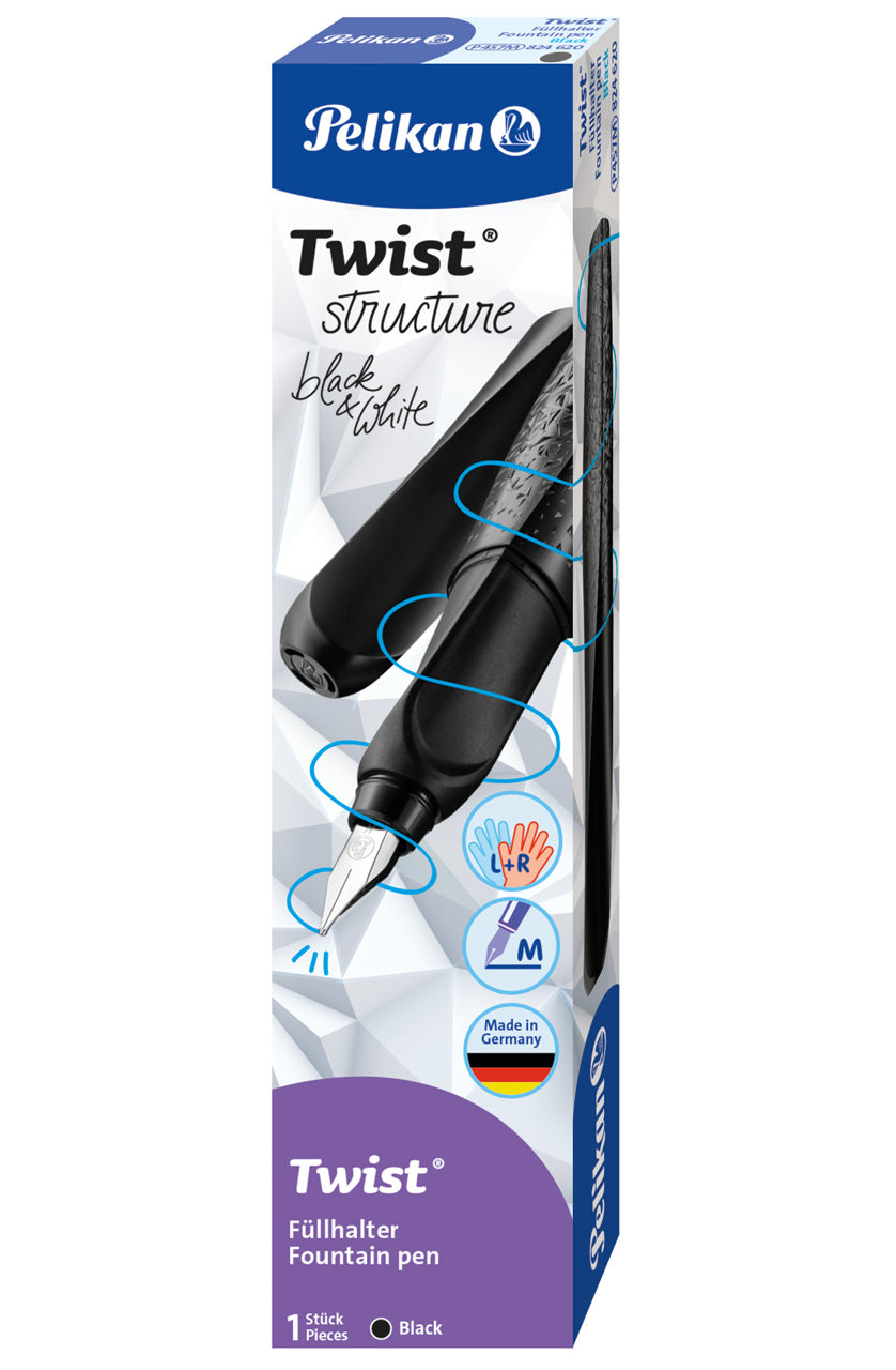 Pelikan-Twist-Fueller-structure-Schwarz-black-fuer-Rechtshaender-Linkshaender-824613-ovp-kaufen-lafueliki