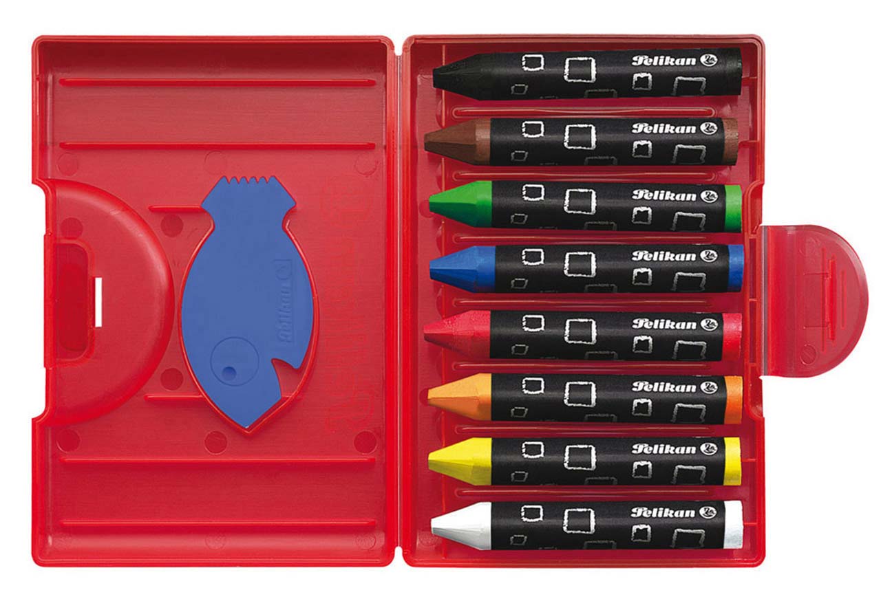 Pelikan-Wachsmaler-8er-dreikant-wasserfest-offen