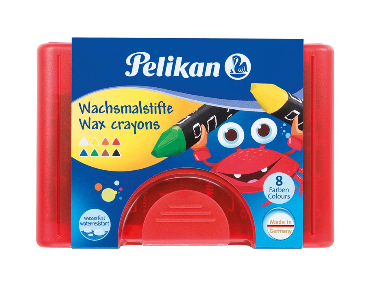 Pelikan-Wachsmaler-8er-dreikant-wasserfest-verpackt
