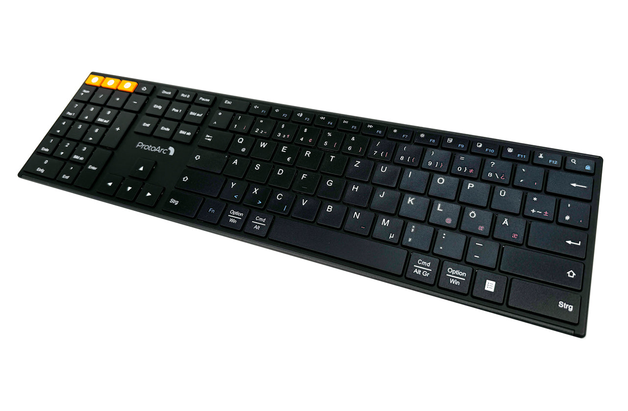 ProtoArc-Linkshaender-Tastatur-XK21-DE-kabellose-Bluetooth-USB-schwarz-QWERTZ-Deutsch-kaufen-lafueliki