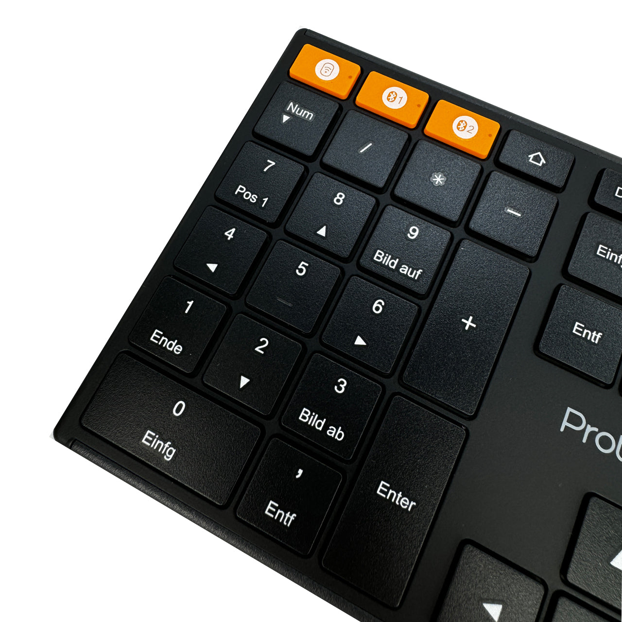 ProtoArc-Linkshaender-Tastatur-XK21-DE-kabellose-Bluetooth-USB-schwarz-QWERTZ-Deutsch-nummernblock-lafueliki