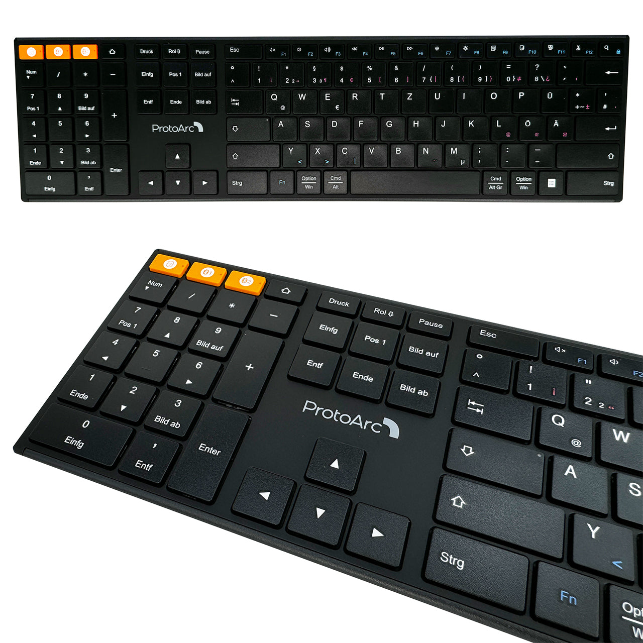 ProtoArc-Linkshaender-Tastatur-XK21-DE-kabellose-Bluetooth-USB-schwarz-QWERTZ-Deutsch-online-kaufen-lafueliki-3