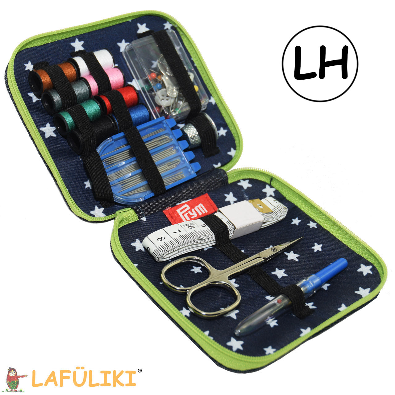 Prym-Naehetui-Linkshaender-mit-Stickschere-links-offen-Jeans-BOX-gruen-lafueliki