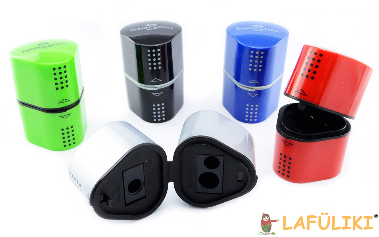 Rechtshaender-Mehrfachdosenanspitzer-Faber-Castell-buntstifte-Spitzer-lafueliki