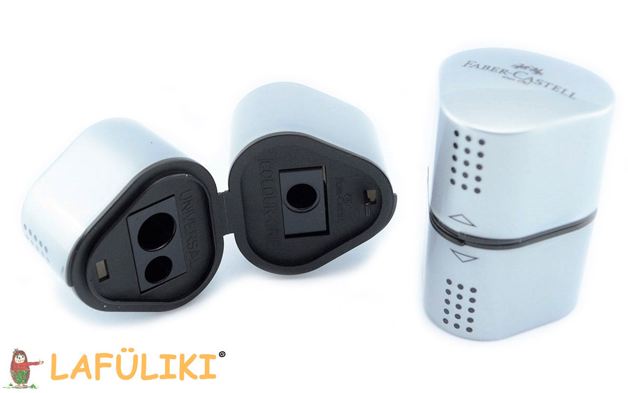 Rechtshaender-Mehrfachdosenanspitzer-Faber-Castell-silber-lafueliki