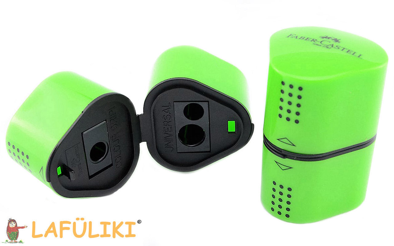 Rechtshaender-dreirfachanspitzer-Faber-Castell-gruen-lafueliki