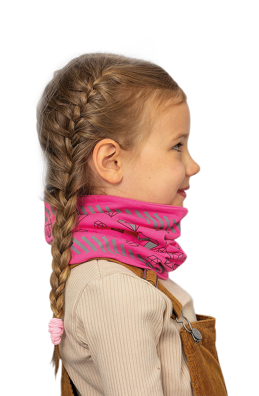 Roth-Jersey-Loop-reflektierender-Schlauch-Schal-Kinder-pink-Diamant-89319-maedchen-lafueliki