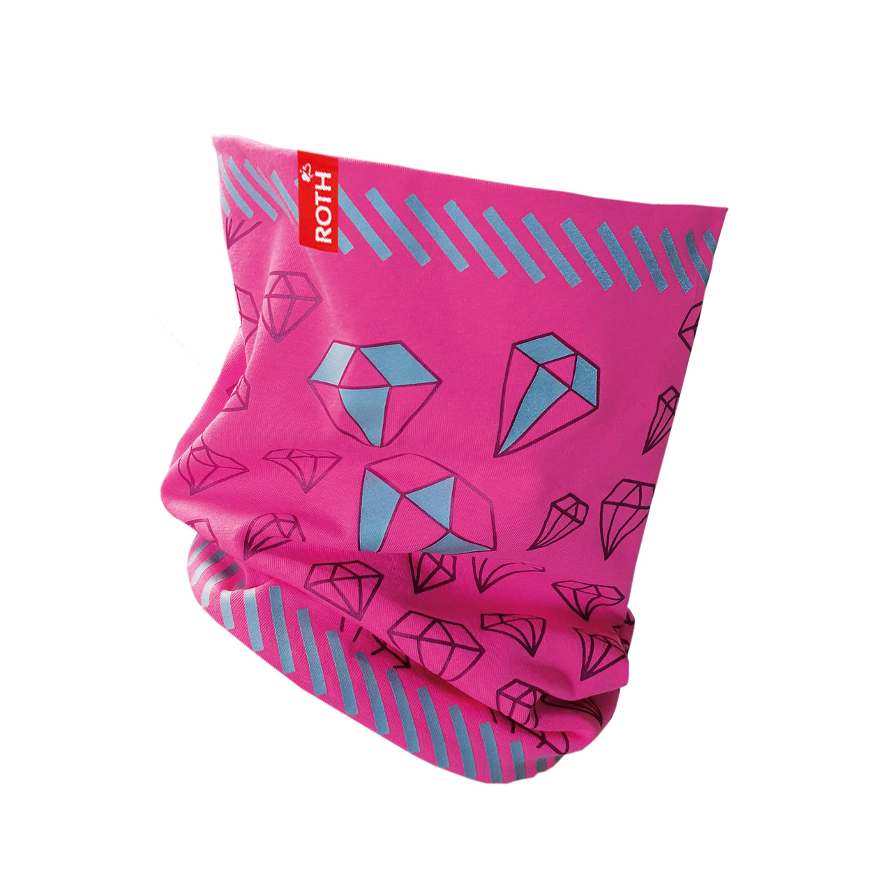 Roth-Jersey-Loop-reflektierender-Schlauch-Schal-Kinder-pink-Diamant-89319-offen-kaufen-lafueliki