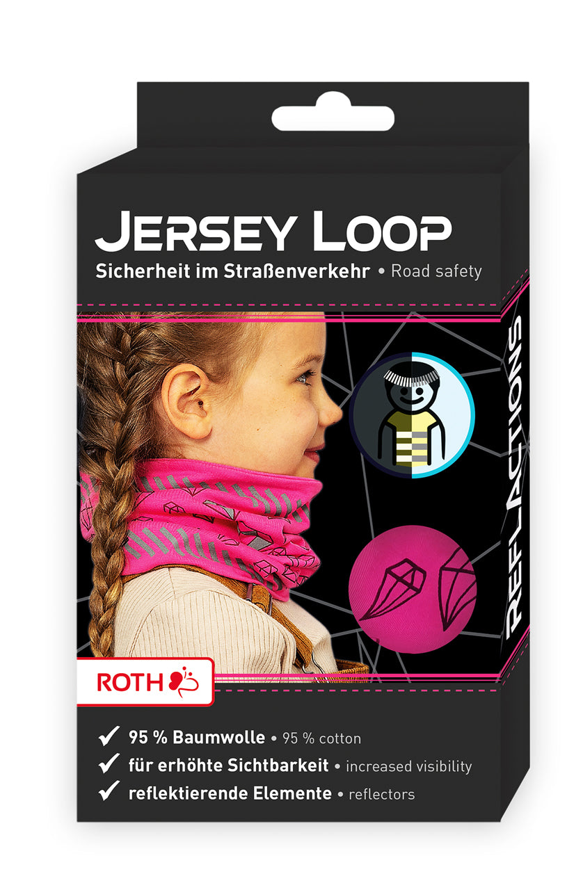 Roth-Jersey-Loop-reflektierender-Schlauch-Schal-Kinder-pink-Diamant-89319-ovp-kaufen-lafueliki