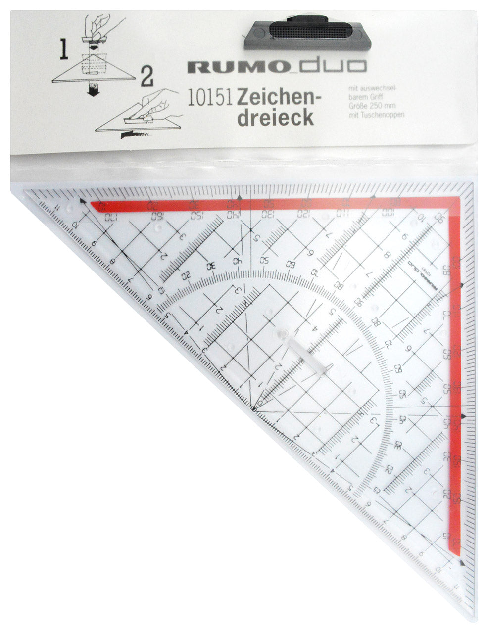 Rumold-Geodreieck-mit-Griff-Rumo-DUO-zeichen-dreieck-ovp