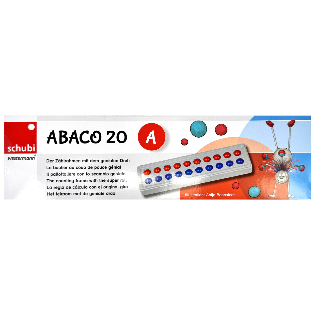 SCHUBI-Abaco-20-Modell-A-10-10-Kugeln-rot-blau-grau-ovp-lafueliki