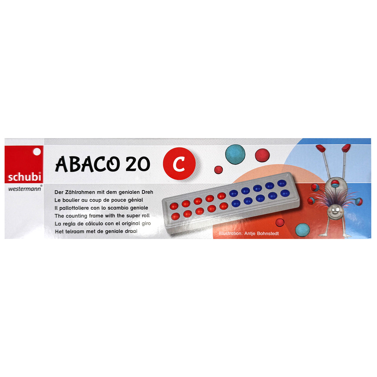 SCHUBI-Abaco-20-Modell-C-5-5-Kugeln-rot-blau-grau-ovp-lafueliki