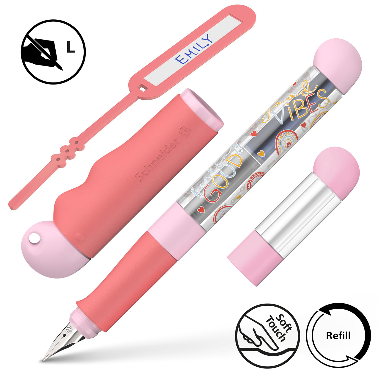 Schneider-Base-Kid-Linkshaender-Fueller-rosa-rot-162918-Schulfueller-Fuellhalter-kaufen-lafueliki