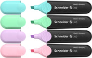 Das ist ein Bild von den Schneider Job 150 Textmarker 4er Etui in Pastell Farben