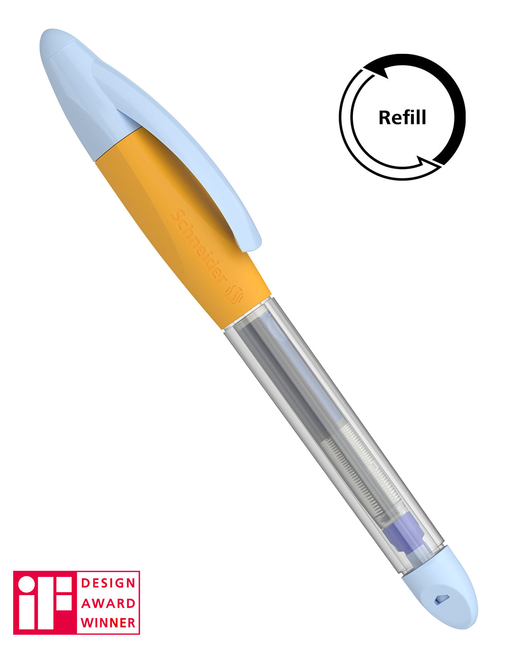 Schneider-Patronenroller-Base-Ball-Tintenroller-188335-gelb-hellblau-lafueliki