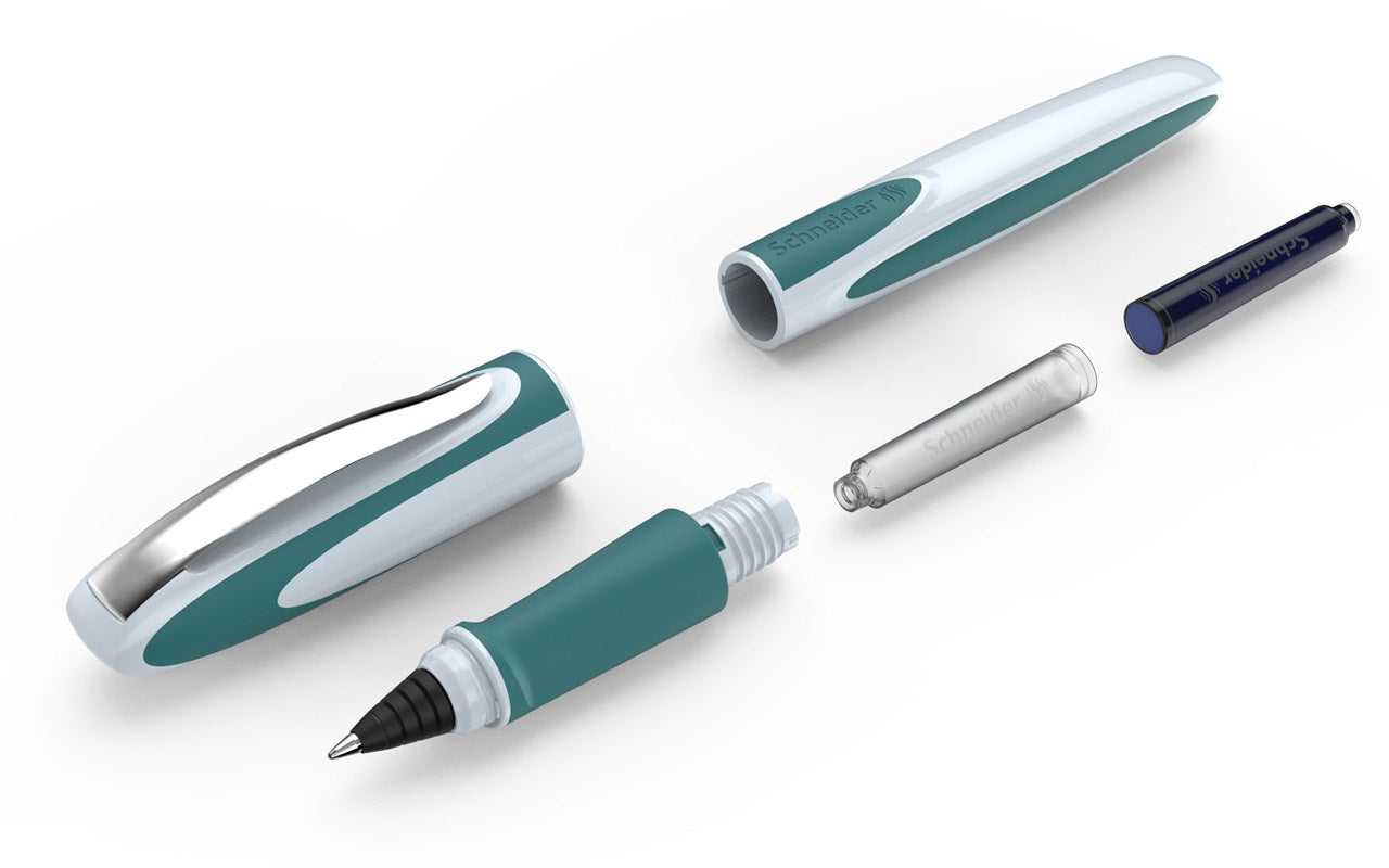 Schneider-Patronenroller-Ray-Tintenroller-Teal-gruen-weiss-offen-187805