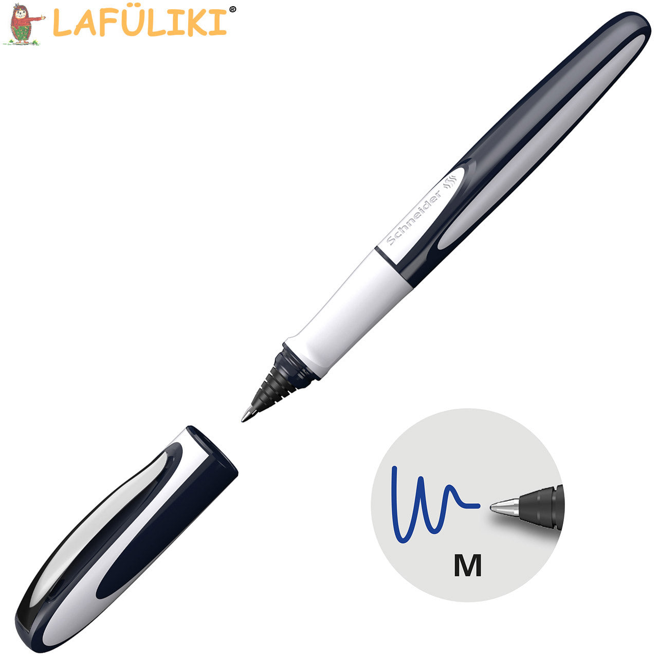 Schneider-Patronenroller-Ray-Tintenroller-tiefblau-hellgrau-187803-lafueliki