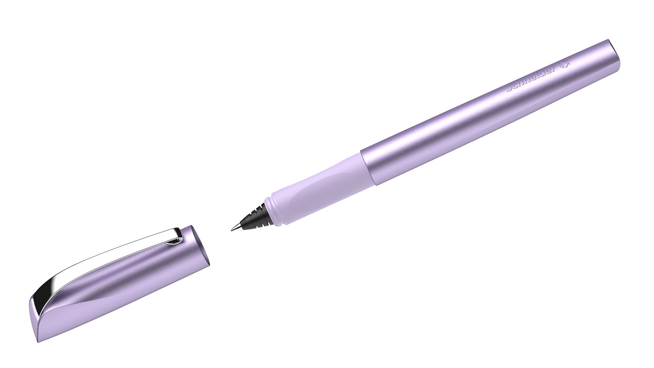 Schneider-Tintenroller-Ceod-Shiny-lilac-lila-mit-metallspitz-nicht-radierbar-186256-stift-offen-lafueliki