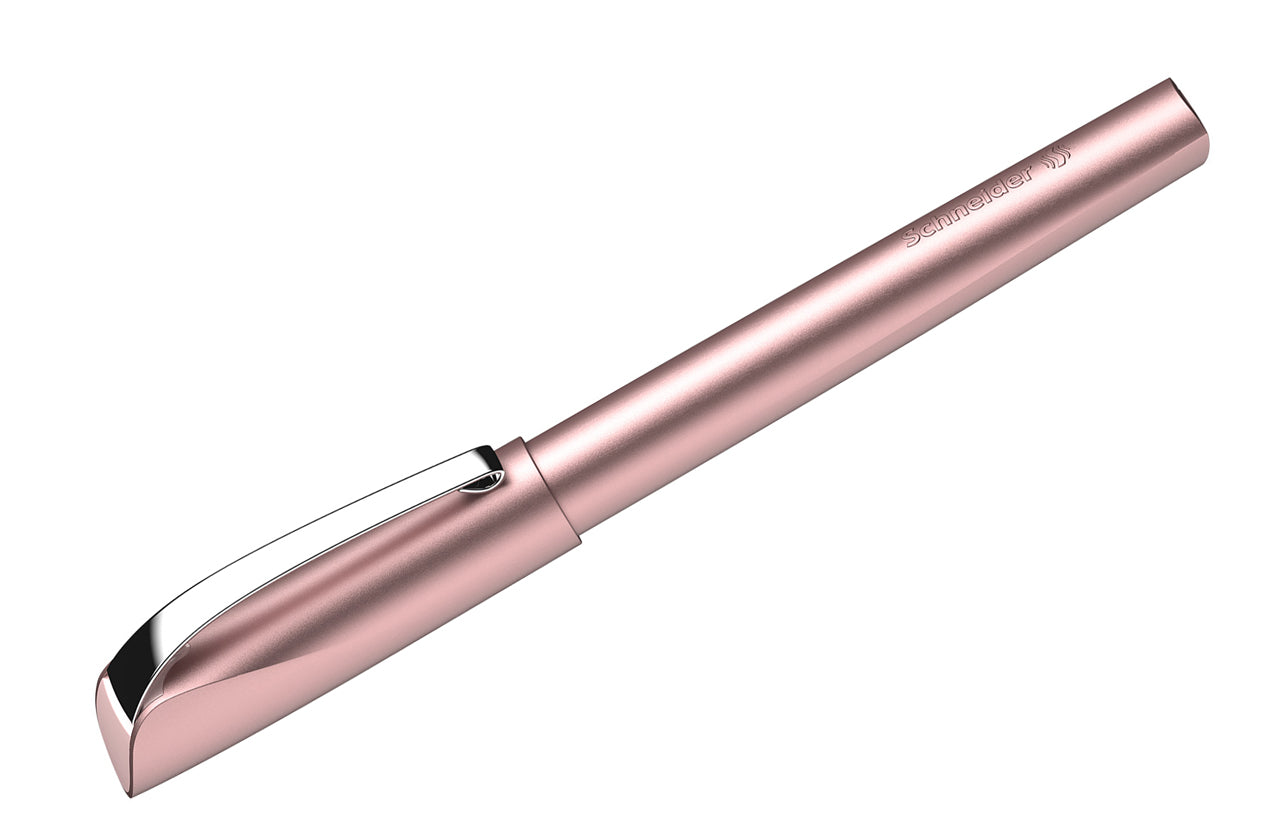 Schneider-Tintenroller-Ceod-Shiny-powder-pink-mit-metallspitz-nicht-radierbar-186209-kappe-geschlossen-lafueliki