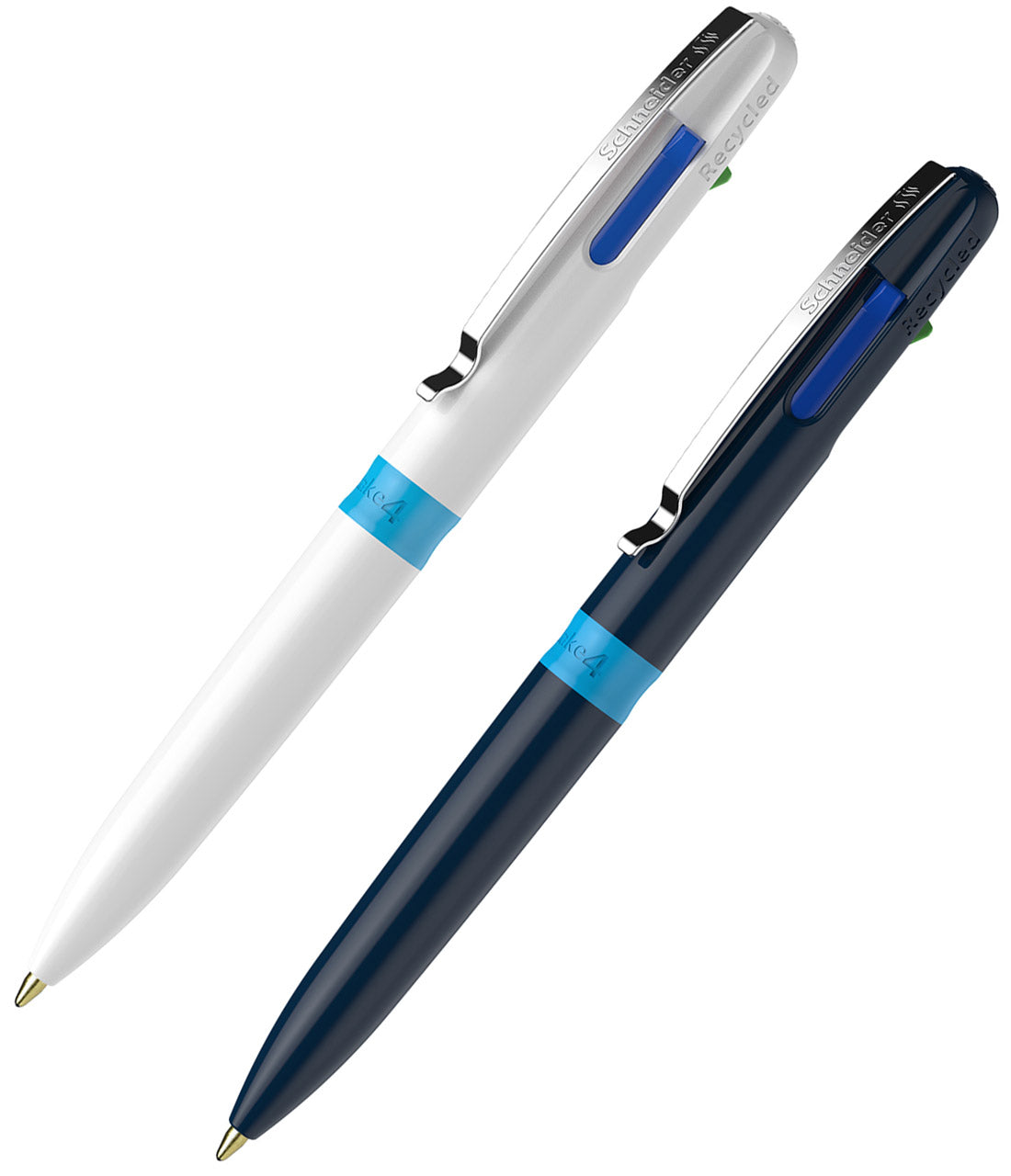 Schneider-Vierfarb-Kugelschreiber-Take-4-weiss-blau-lafueliki