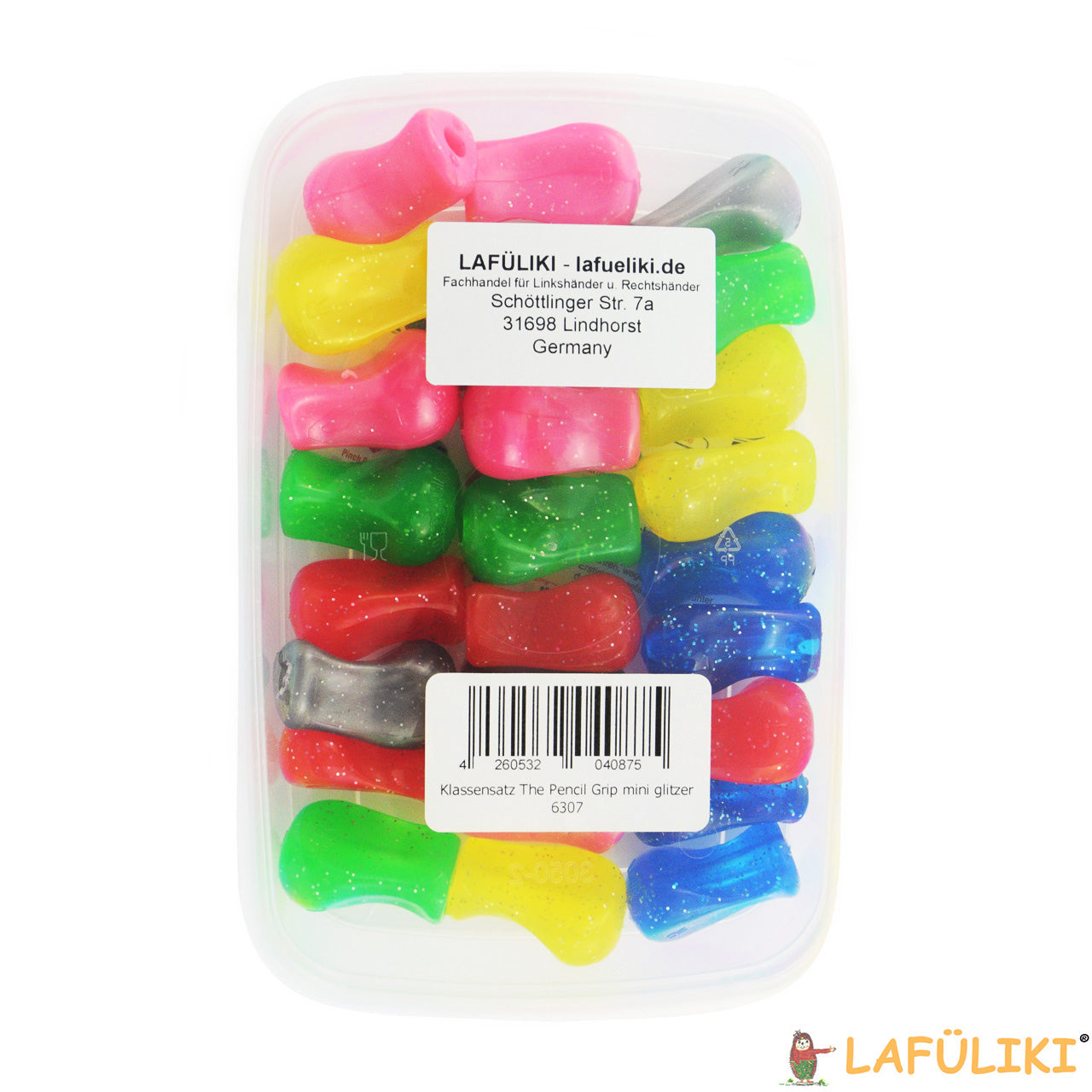 Schreibhilfen-Set-Pencil-Grip-mini-glitzer-6307-box-25_Stueck-Kinder-Griffhilfe-lafueliki