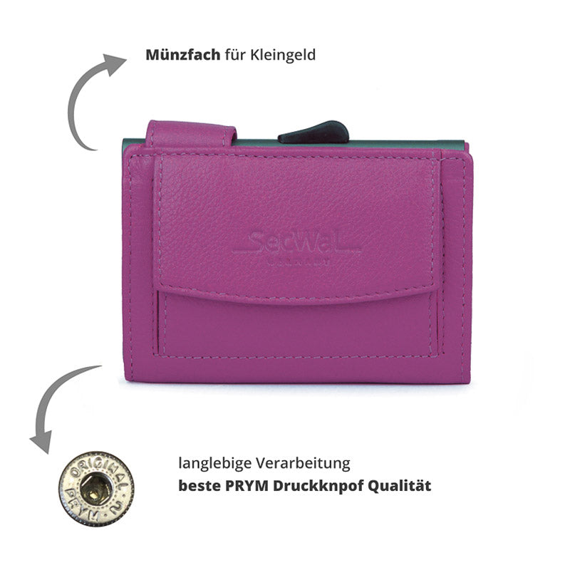 SecWal-Kartenetui-mit-Muenzfach-Leder-SW2-24-pink-druckknopf-lafueliki