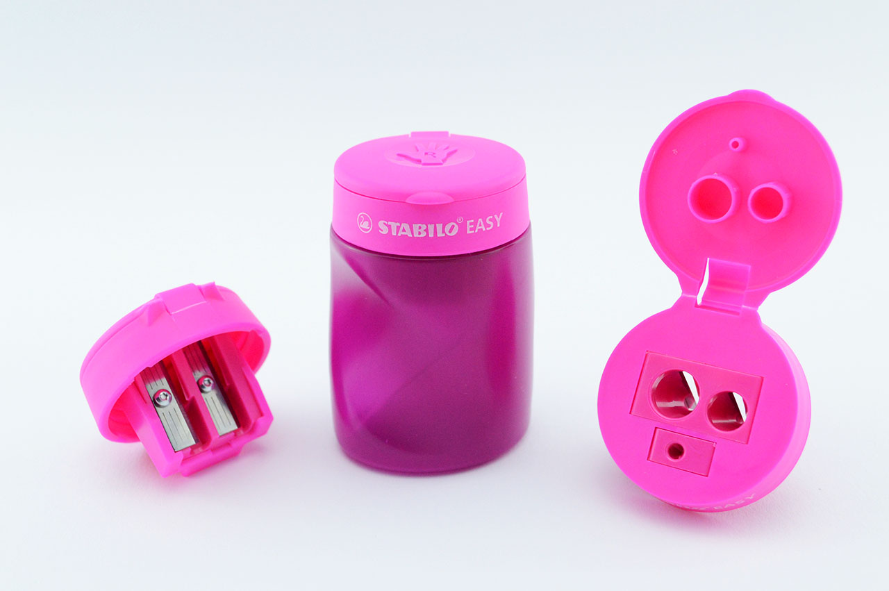 Stabilo-Easy-sharpening-box-Rechtshander-pink