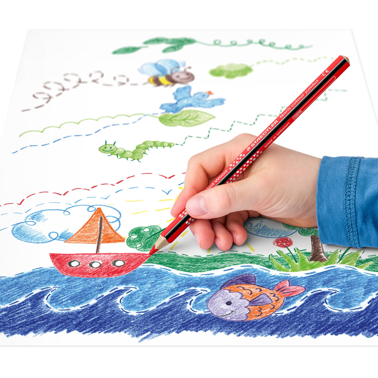 Staedtler-Noris-Colour-Jumbo-Einzelstift-anwendung-in-kinder-hand-lafueliki
