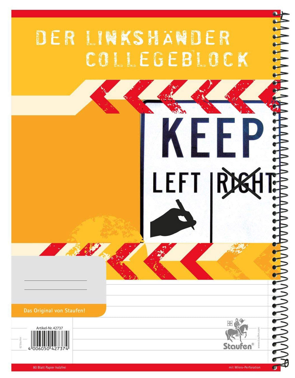 Staufen Collegeblock für Linkshänder Lineatur ist liniert