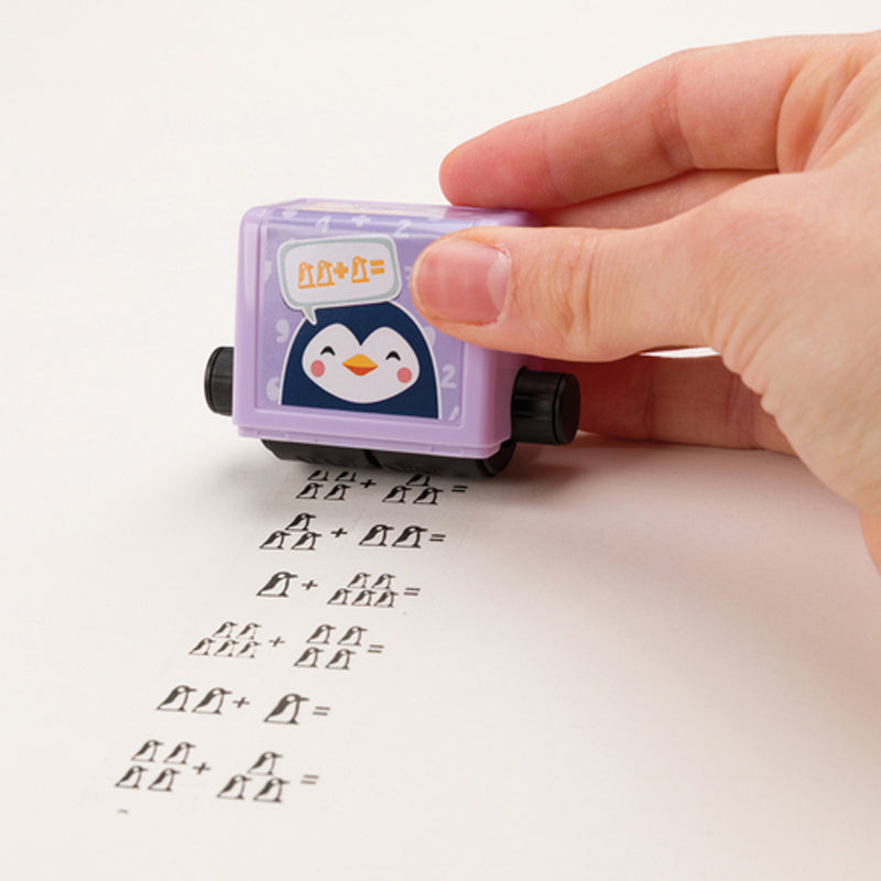 TRODAT Little Dots Rechenrally Rollstempel · Erstes Zählen 1–10 · Pinguin
