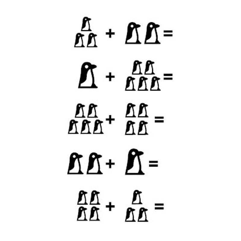 TRODAT Little Dots Rechenrally Rollstempel · Erstes Zählen 1–10 · Pinguin