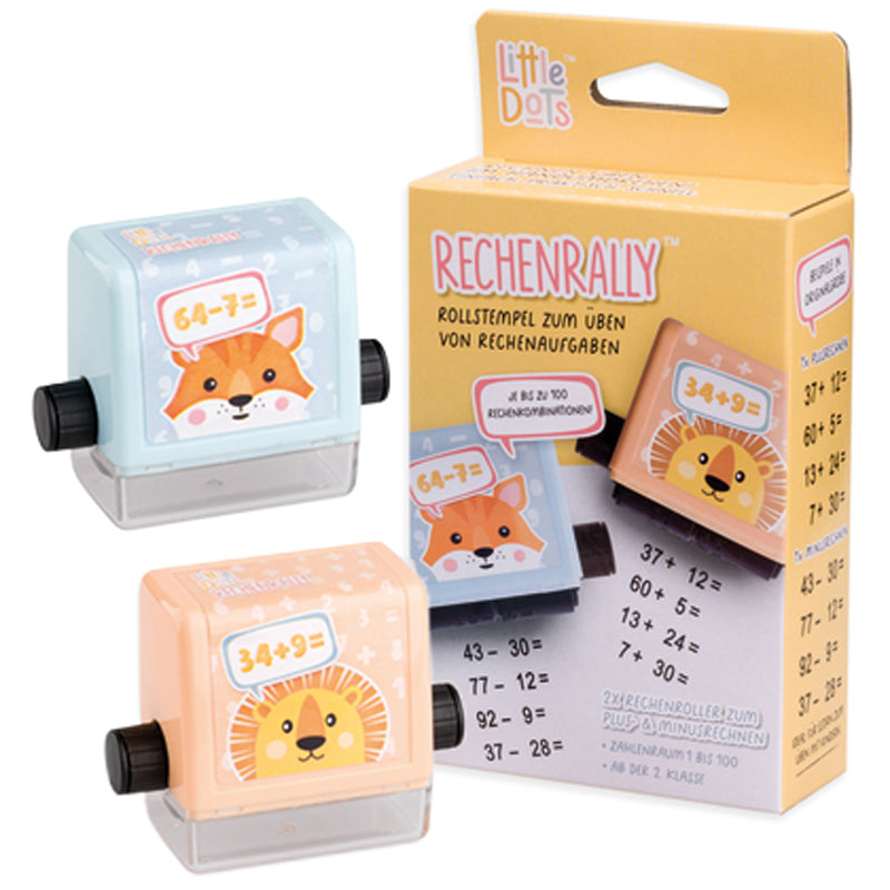 TRODAT Little Dots Rechenrally Rollstempel Set · Plus & Minus rechnen