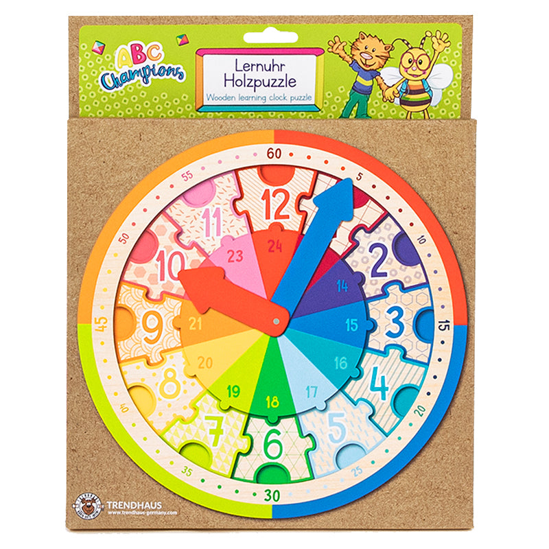 Trendhaus ABC Spaß Lernuhr mit Holzpuzzle