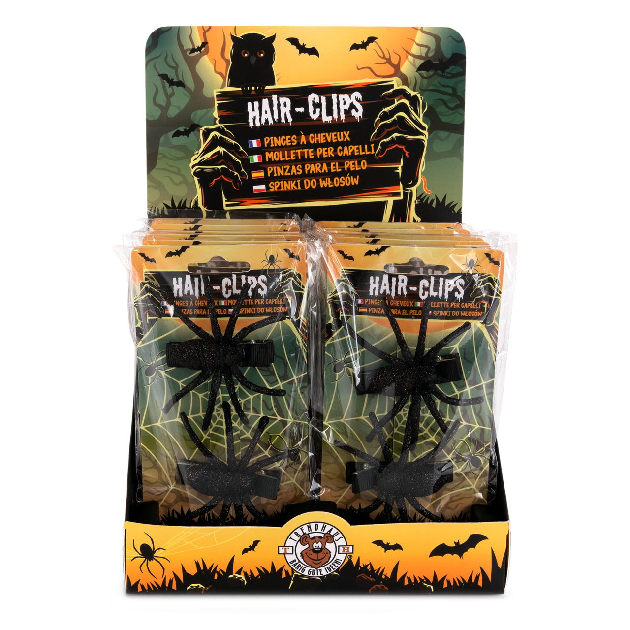 Trendhaus-Haarschmuck-schwarze-Spinne-2er-Set-klammer-963888-ZOMBIE-ZONE-ovp-lafueliki