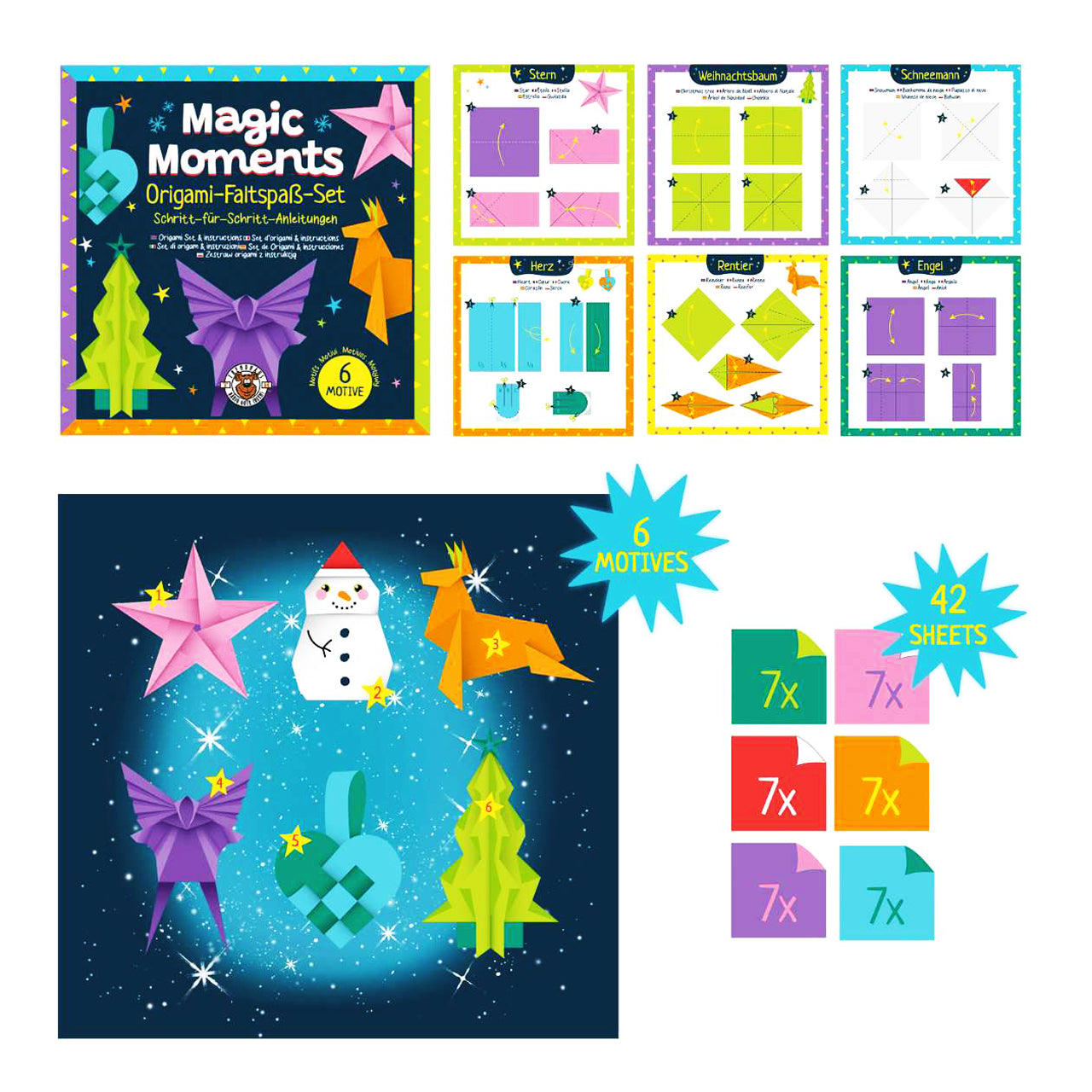 Trendhaus-Origami-Faltspass-Set-Weihnachen-42-Blaetter-Magic-Moments-4032722960139-inhalt-lafueliki