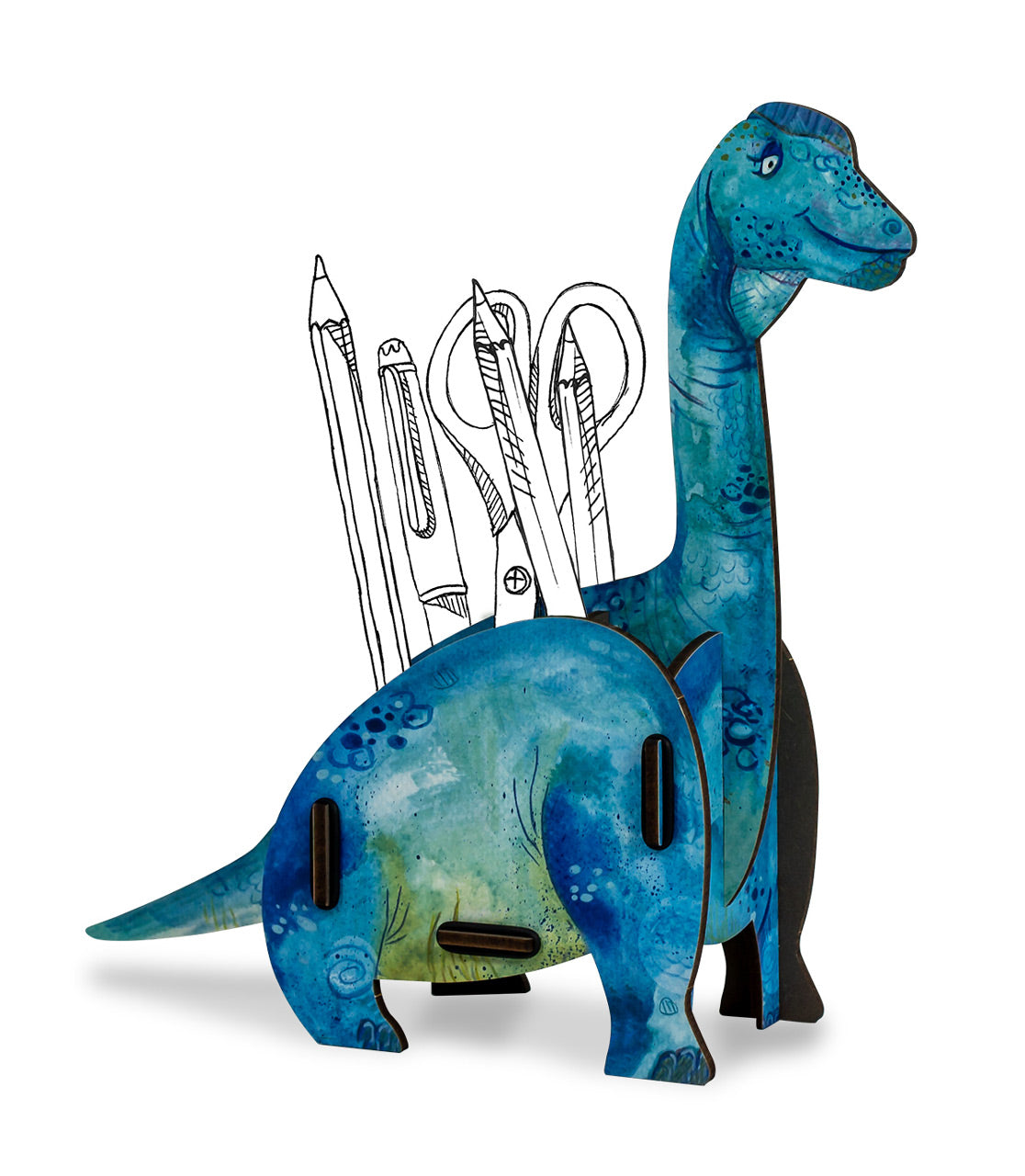 WERKHAUS-Stiftebox-stiftekoecher-Dino-Brachiosaurus-Holz-Schule-Schreibtisch-WE-2067-lafueliki