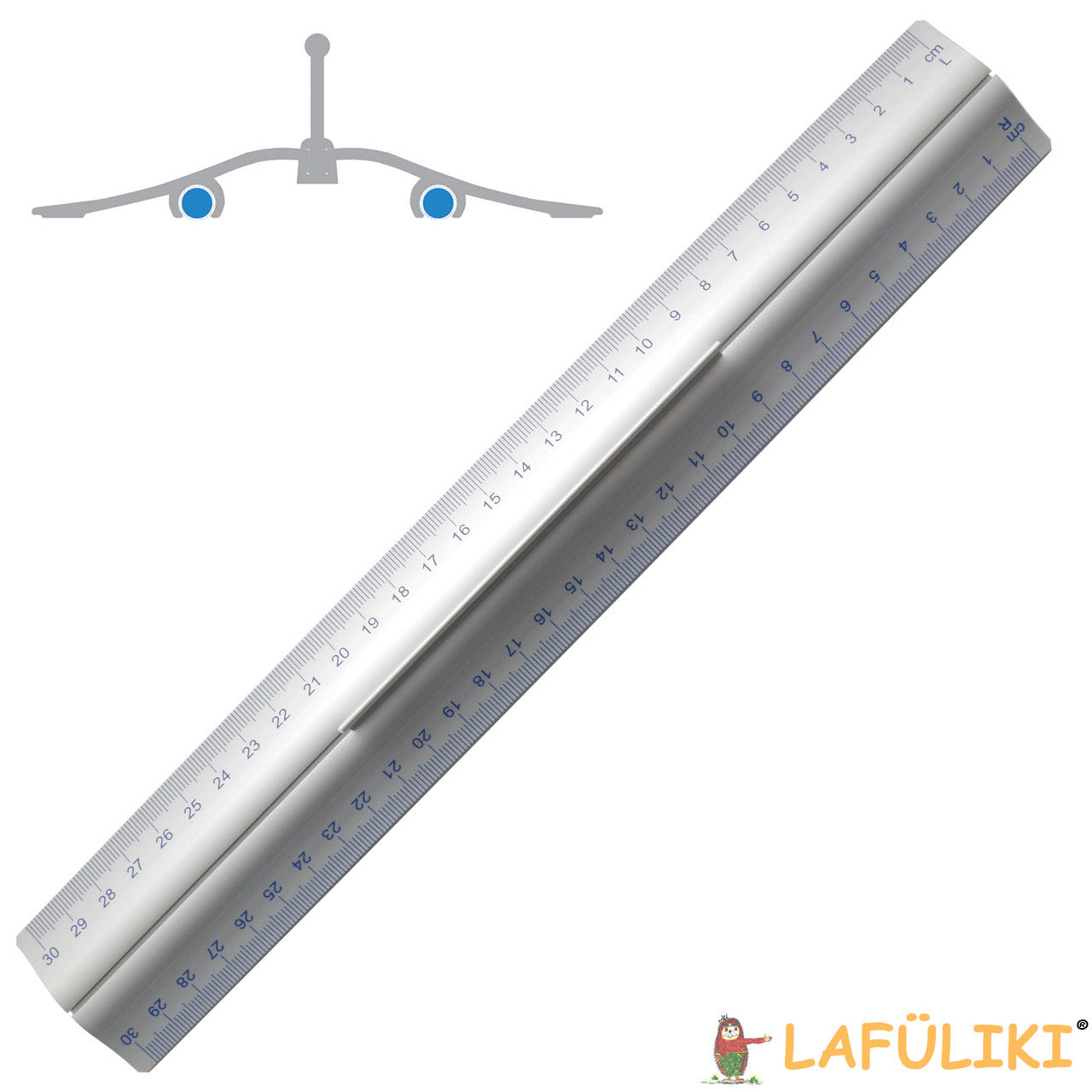 Wedo-Aluminium-Lineal-30-cm-Linkshaender-Rechtshaender-mit-Griffleiste-ruschfest-Rutschsicherung-lafueliki