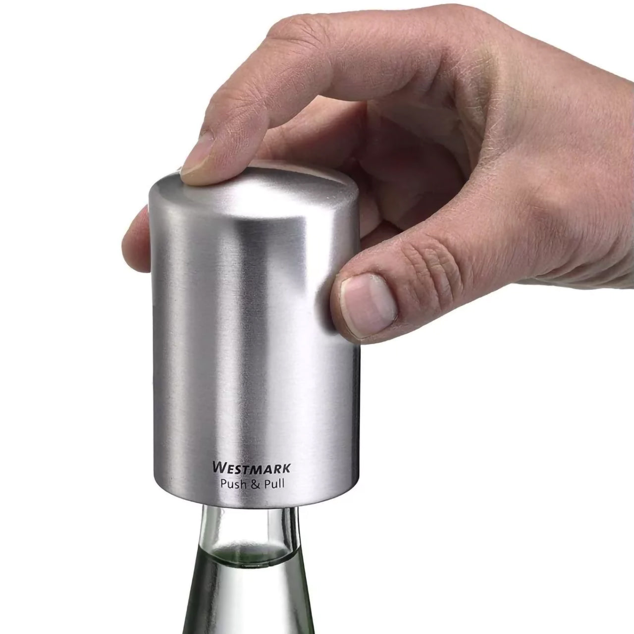 Westmark-automatischer-Flaschenoeffner-Push-Pull-anwendung-1